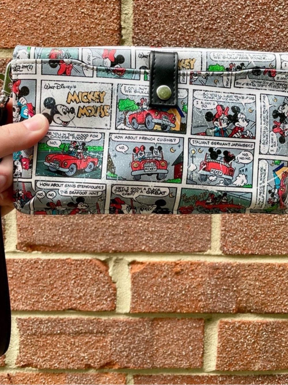 Disney Synthetic leather wallet wristlet, Disney Parks Mickey Mouse Comic Strip